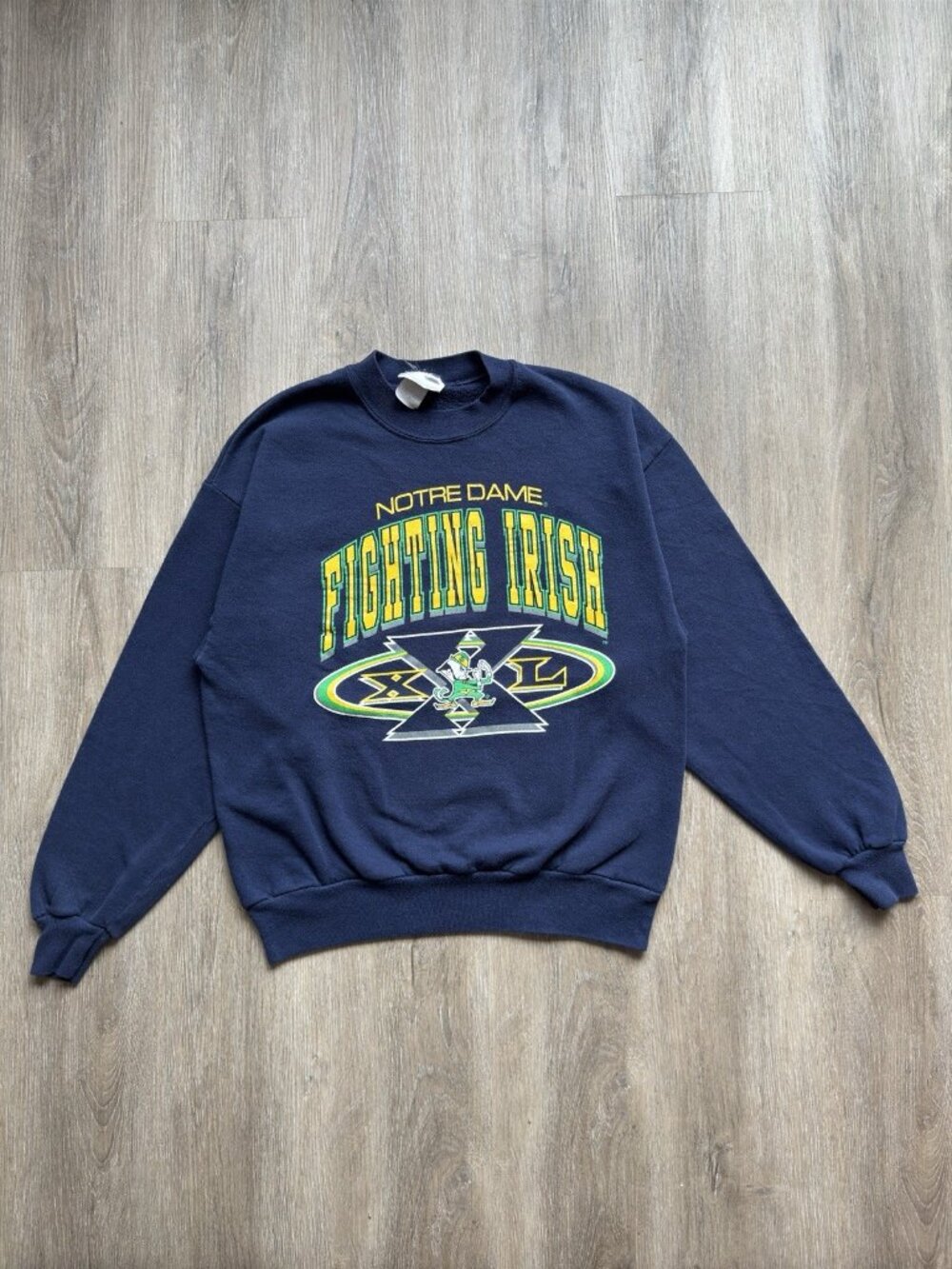 Rare Vintage 90s NCAA Notre Dame Fighting Irish Blue Crewneck Sports Sweatshirt